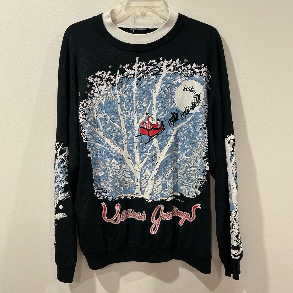 Vintage 1991 Nutcracker Christmas Sweatshirt Sweater Santa Party sz‎ 2XL Graphic